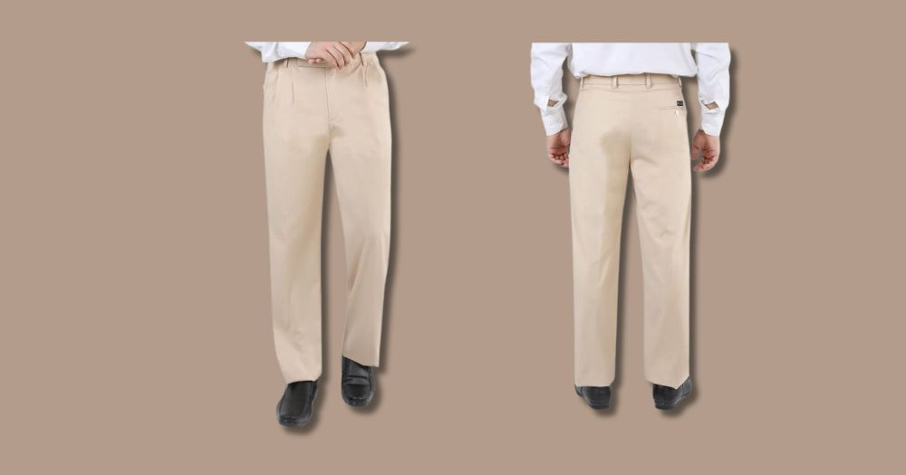 Particle Pleat-Front Formal Beige Trousers