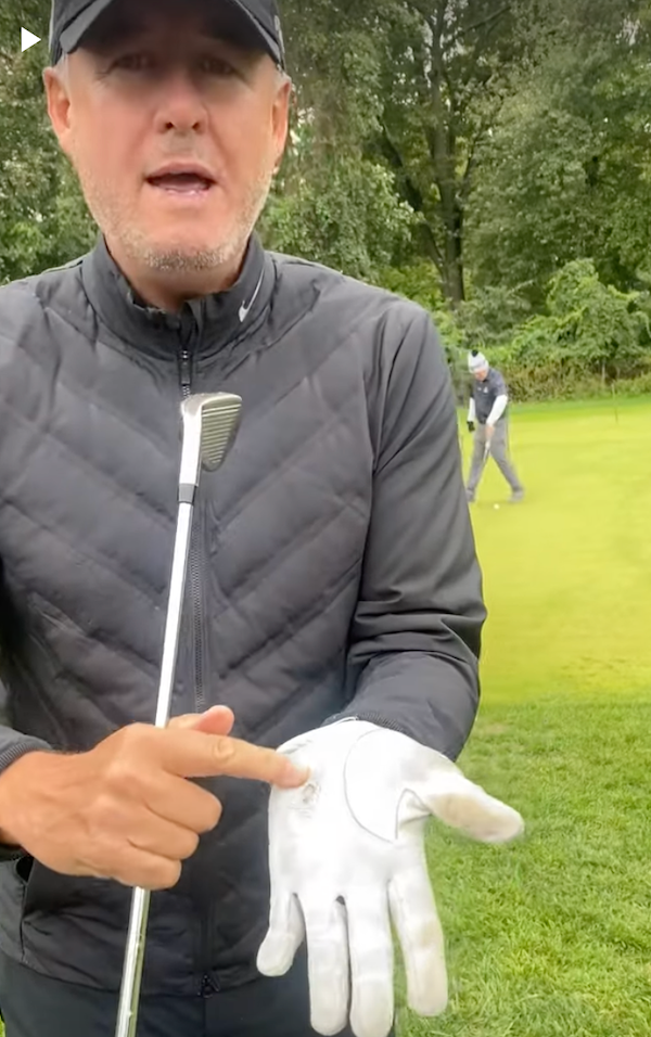 Jonathan Yarwood shows the wear mark that every golfer should avoid seeing from their golf grip.