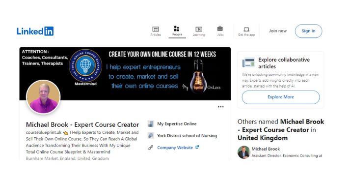LinkedIn to promote the online course platform.