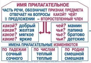 План первого урока по русскому на тему «Имя прилагательное» для 5 класса