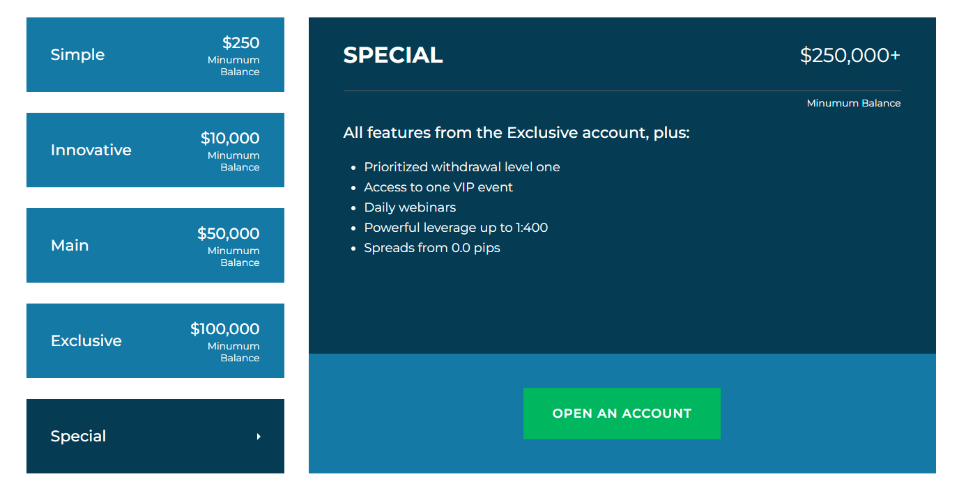 The Revenue Center Pro Special account features