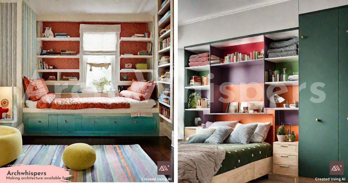 Bedroom Decoration Ideas With Cosy, Wall-to-Wall Beds & Open Shelves