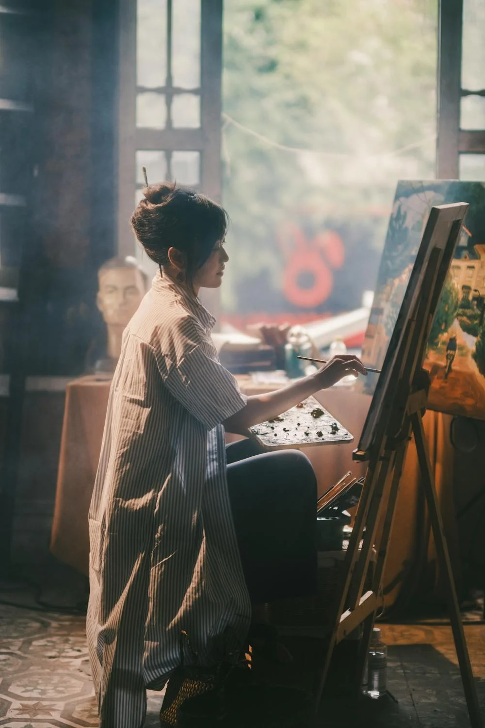 Women painting in an art studio