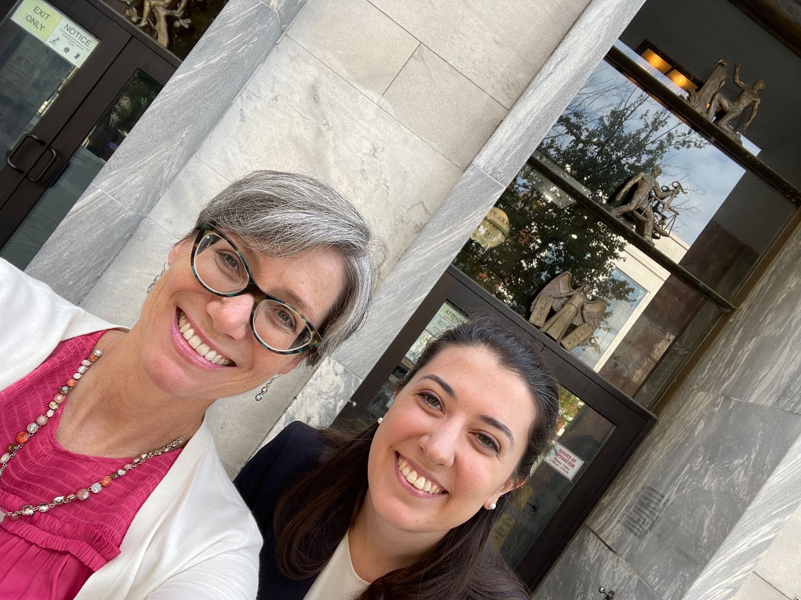 Outside of the Dauphin County Court of Common Pleas with Public Interest Law Center staff attorney, Caroline Ramsey, after her skilled oral argument in September.
