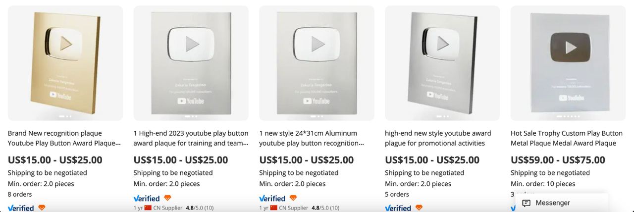 youtube play button for sale 