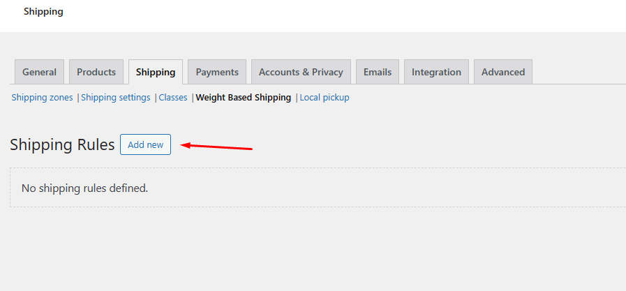 add rule for WooCommerce weight based shipping