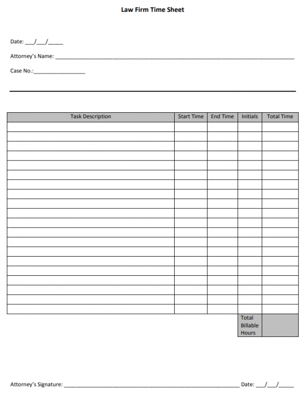 free attorney billing timesheet templates PDF