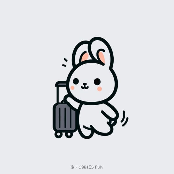 Cute Bunny in Travel Drawing