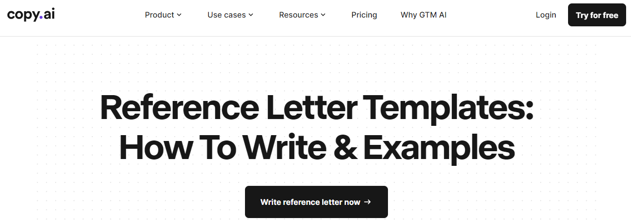 Copy.ai's Letter of Recommendation Templates