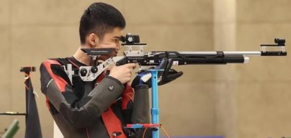 Lihao Shenge, Tokyo 2020 Silver Medalist, shooting his Feinwerkbau 800 in the 19th Asian Games on September 25, 2023