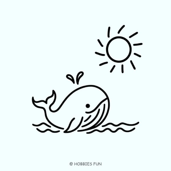 whale drawing simple, Whale in the Sunny Day