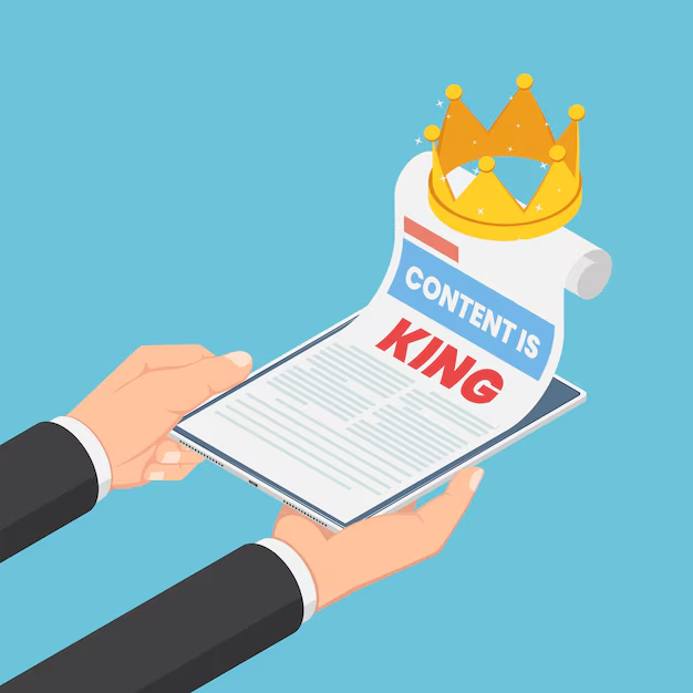 Graphic illustrating 'content is king'