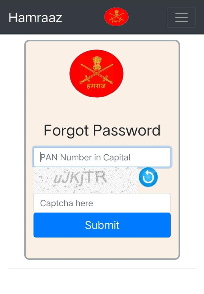 hamraaz web personal login forgot Password