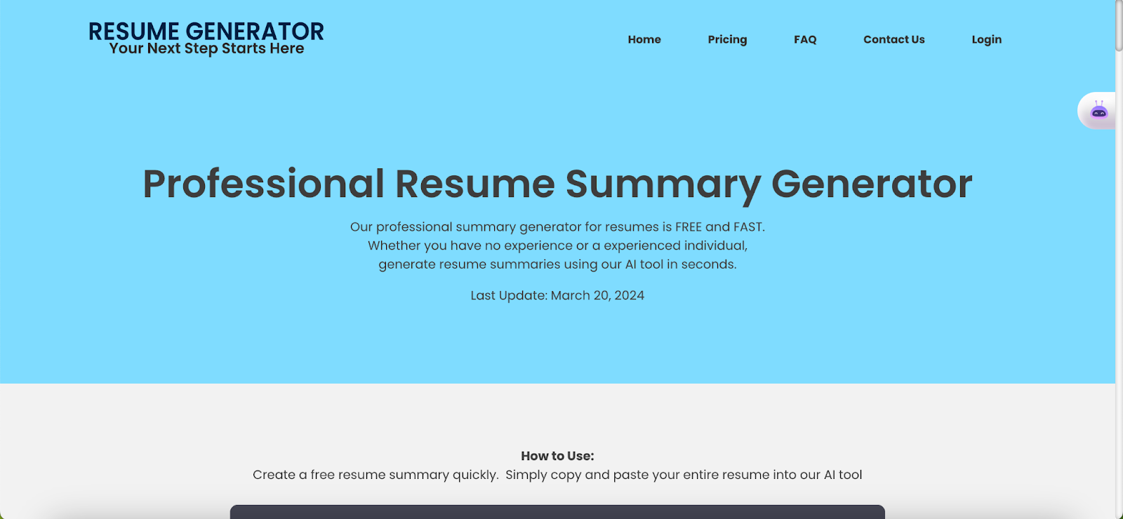 Resume summary generators - Resumegenerator.io