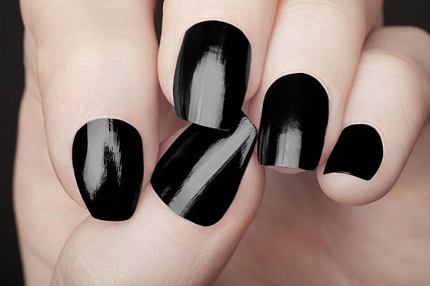 plain glossy black nails