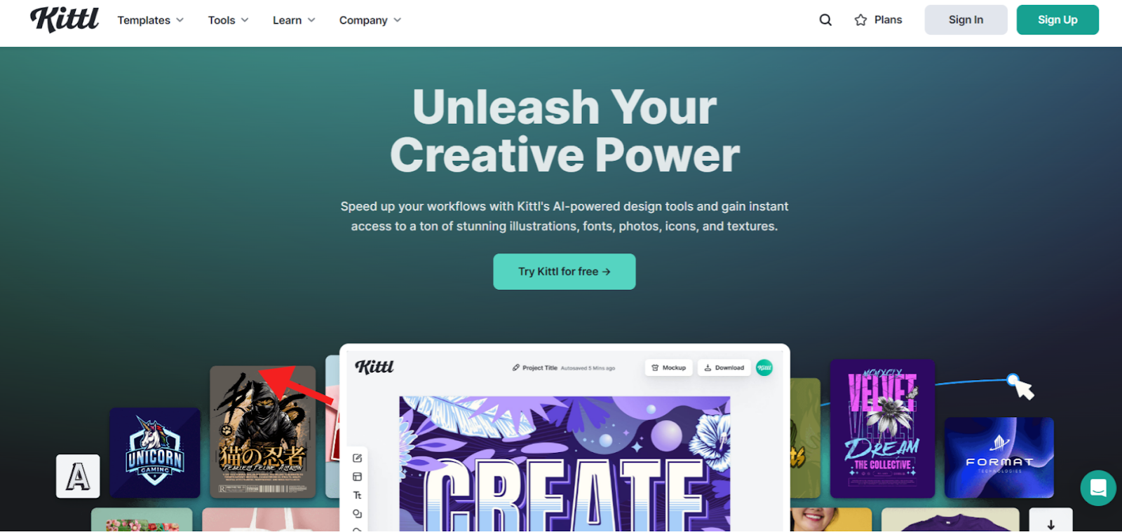 Creatopy alternatives: Kittl homepage