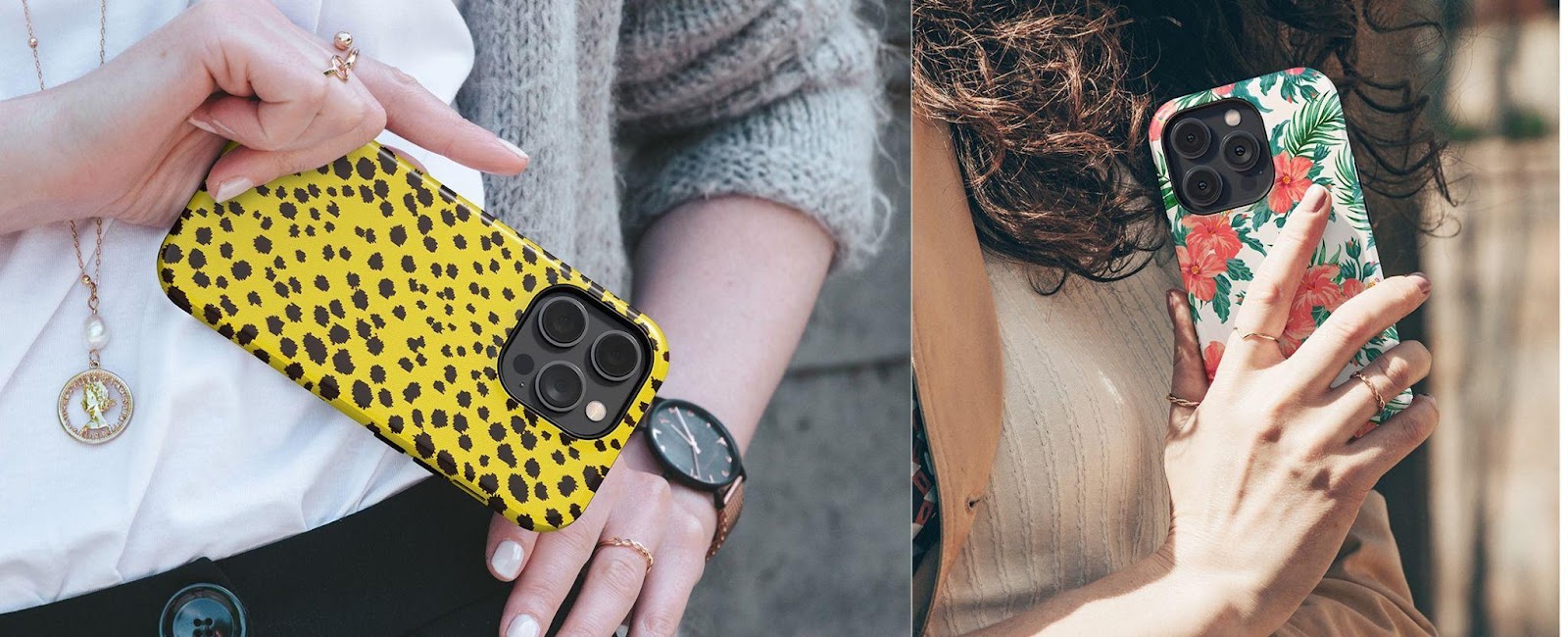 Realistic phone case mockups women holding phone case, Multiple colors