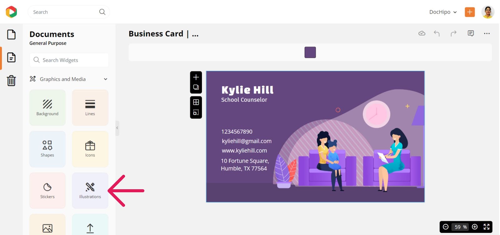 find illustrations for a unique business card design