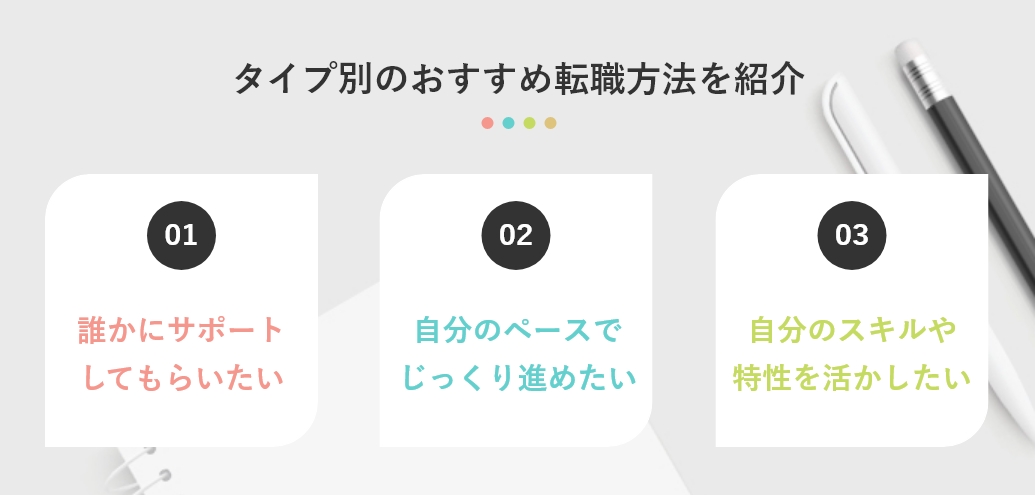 タイプ別のおすすめ転職方法を紹介