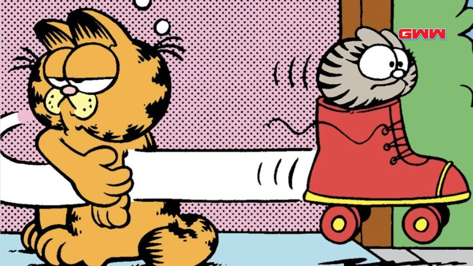 Garfield enviando a Nermal en patines, Garfield La Película: Nermal.