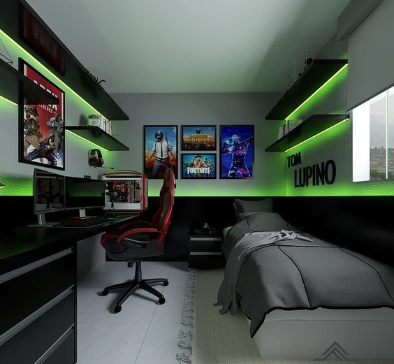 Desain kamar gaming simple dan stylish