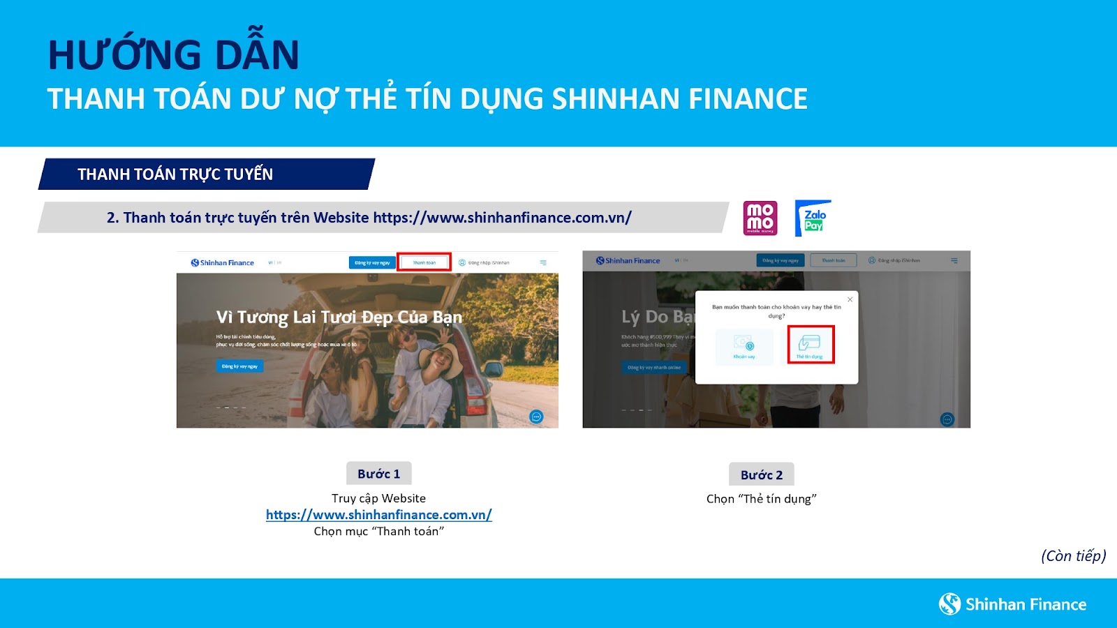 Cách thanh toán thẻ tín dụng Shinhan