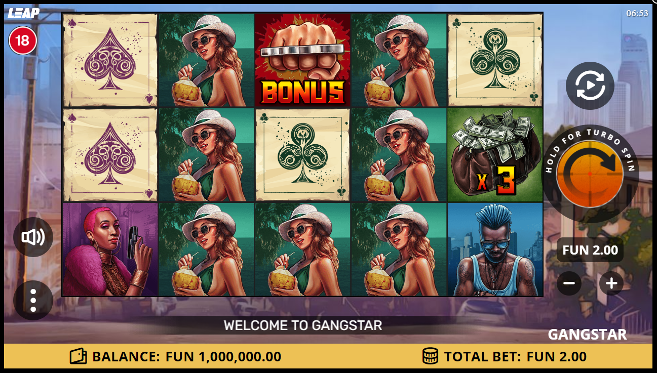 gangstar slot screenshot by leap gaming