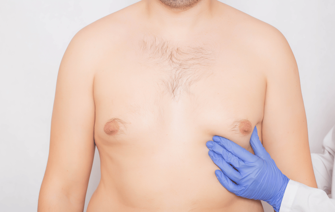 Man chest and doctors hand
