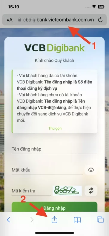 Cách đăng nhập 2 tài khoản Vietcombank trên điện thoại