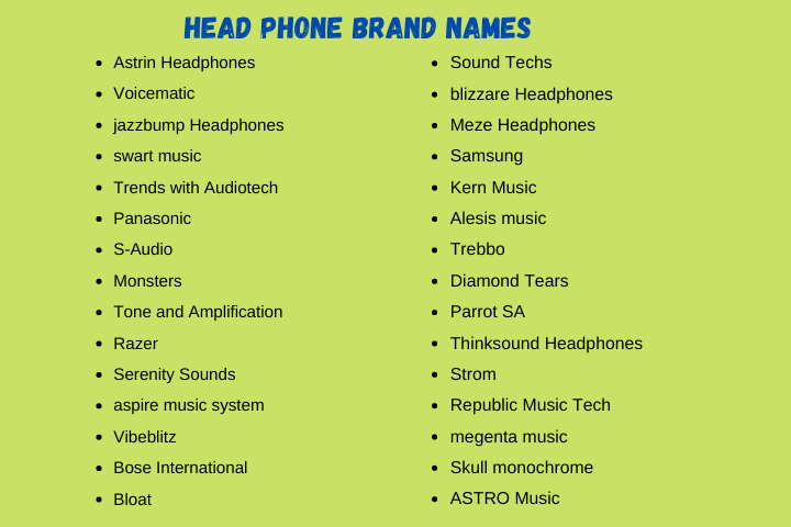 Headphones Brand Names