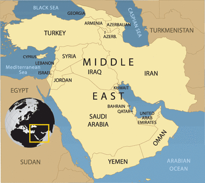 A map of middle east with a globe

Description automatically generated