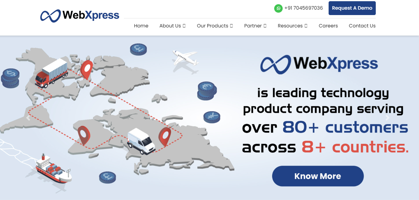 WebXpress is a leading technology product company serving over 80+ customers across 8+ countries