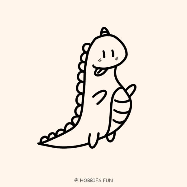 Cute Baby Dinosaur Drawing, Dinosaur with Tough Sticking Out