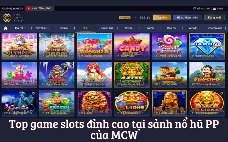 Top game slots đỉnh cao tại sảnh nổ hũ PP của MCW