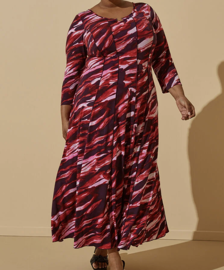 U Ring Printed Maxi Dress from Ashley Stewart