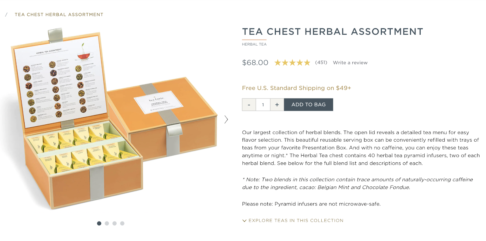 Tea chest herbal assortment from Etsy