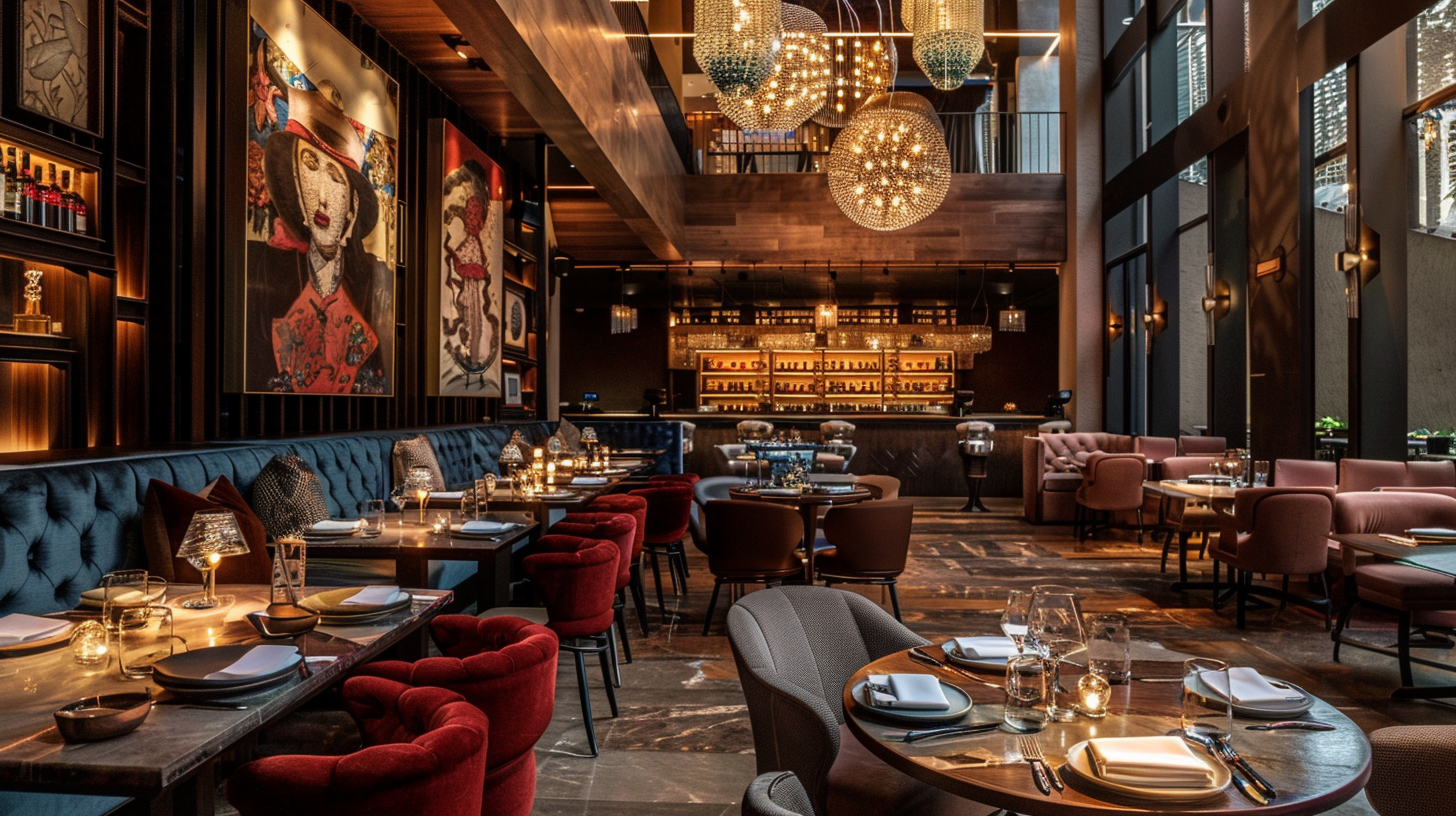 The luxurious interior of a fine dining restaurant in Mexico City