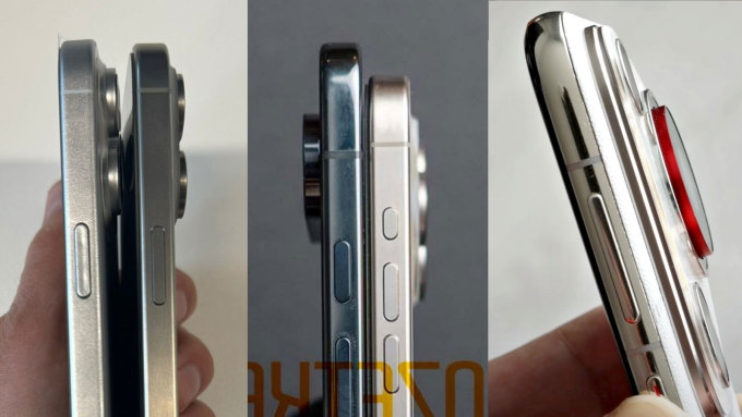 Từ trái sang phải: Mô hình iPhone 16 Pro Max; iPhone 15 Pro Max; Huawei P70 Ultra. Minh họa: Phone Arena