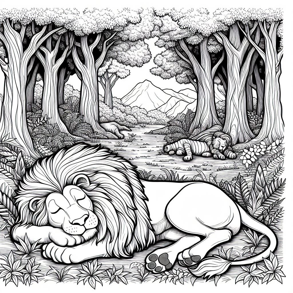 desenhos de leão dormindo
