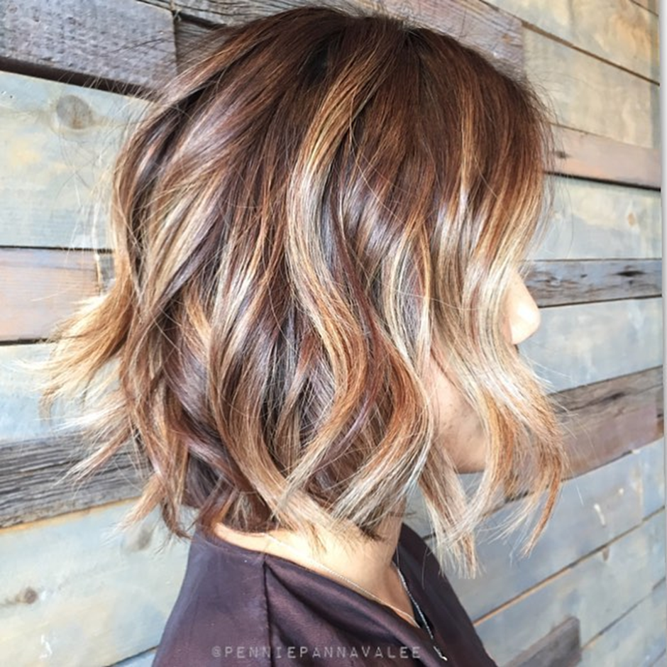 A stunning Tawny Bob with Blonde Balayage