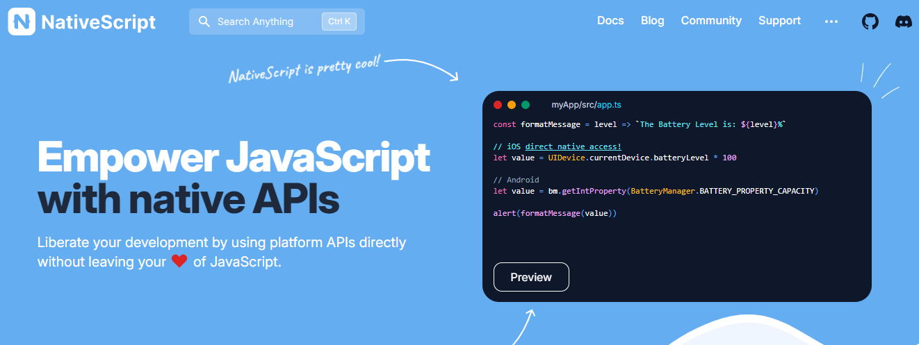 Native Script Cross Platform App Development Framework