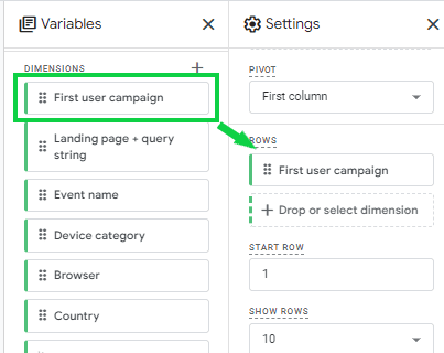 Add the First user campaign Segment to the Rows in Exploration report for tracking Email Marketing Performance in GA4