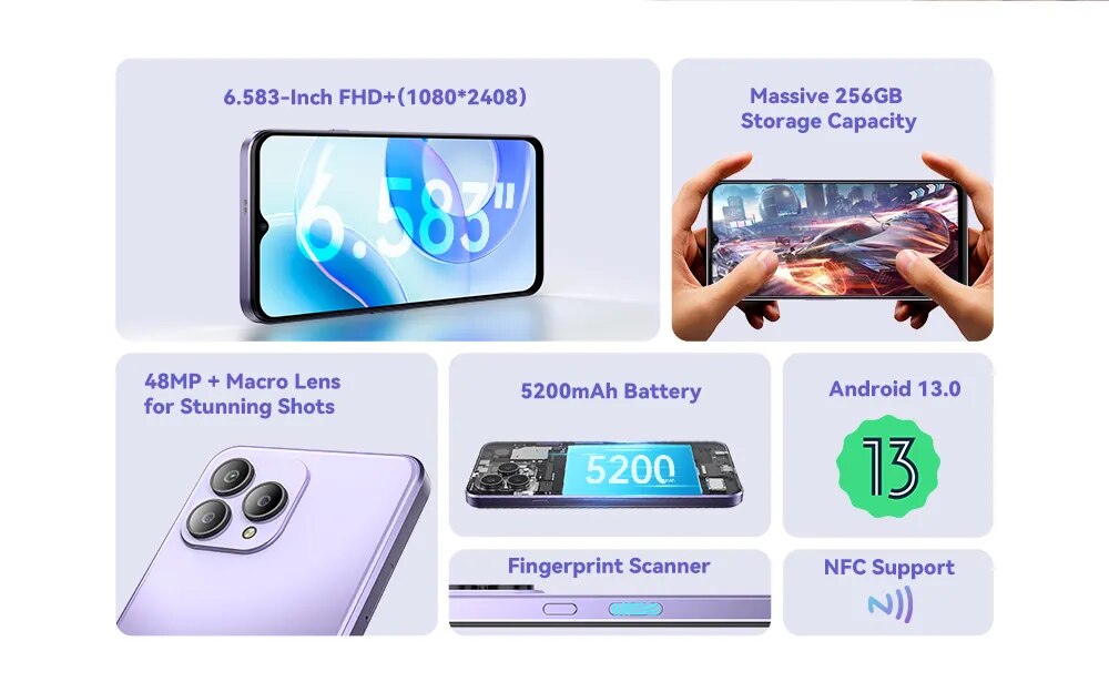 6.58 CUBOT P80 8GB+256GB 4G Smartphone Android 13 5200mAh 48MP+24MP  Cameras NFC