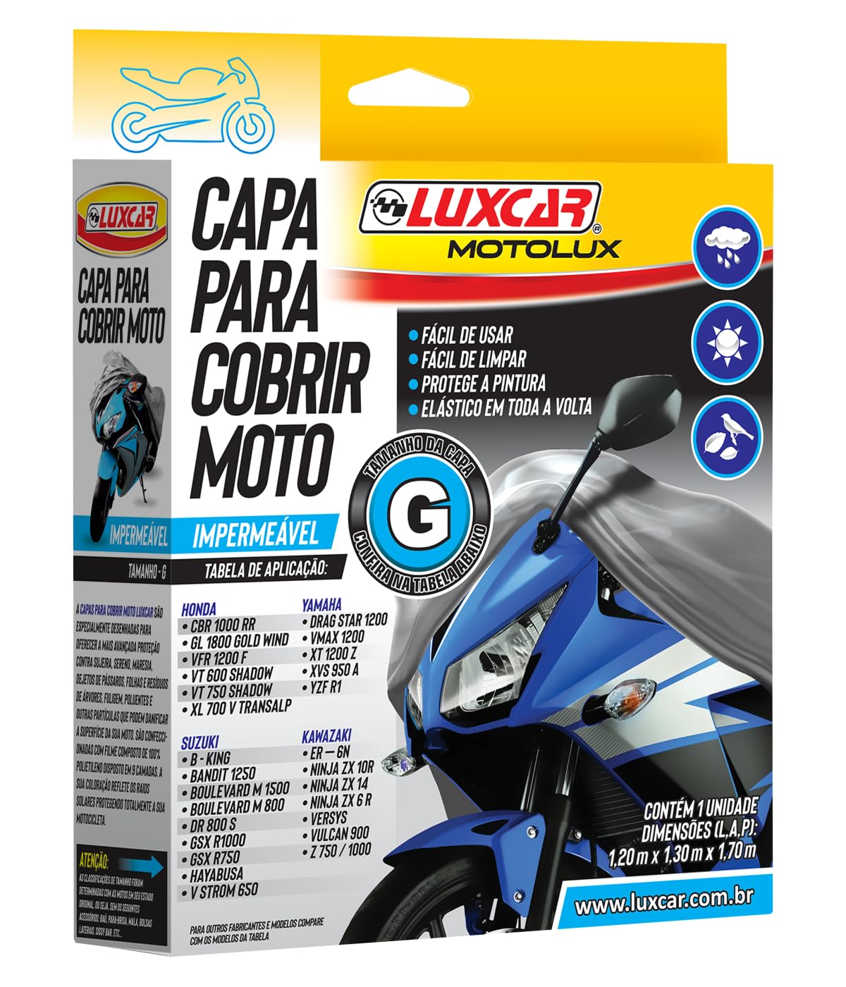 Capa Para Cobrir Motocicleta - G - Motolux Luxcar Grande