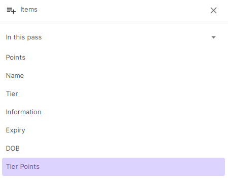 mobile membership card fields