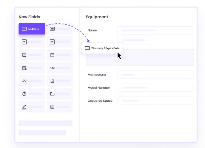 Facilio's work order management software showing equipment warranty information