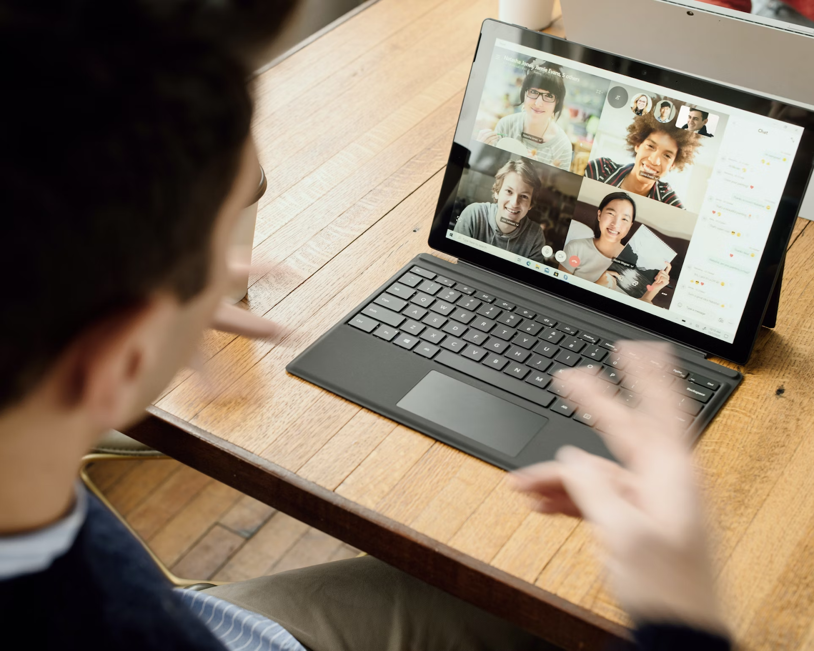 A group of people on a video call