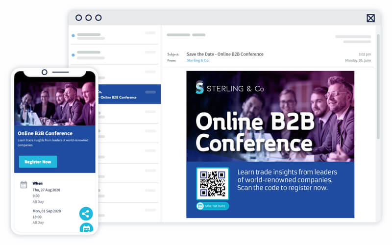 An Event QR Code used in email marketing to increase conference attendance