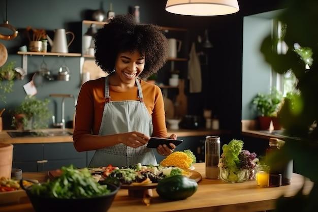 Premium AI Image | Culinary Chronicles A Vibrant Black Food Blogger's  Exquisite Journey in the Kitchen