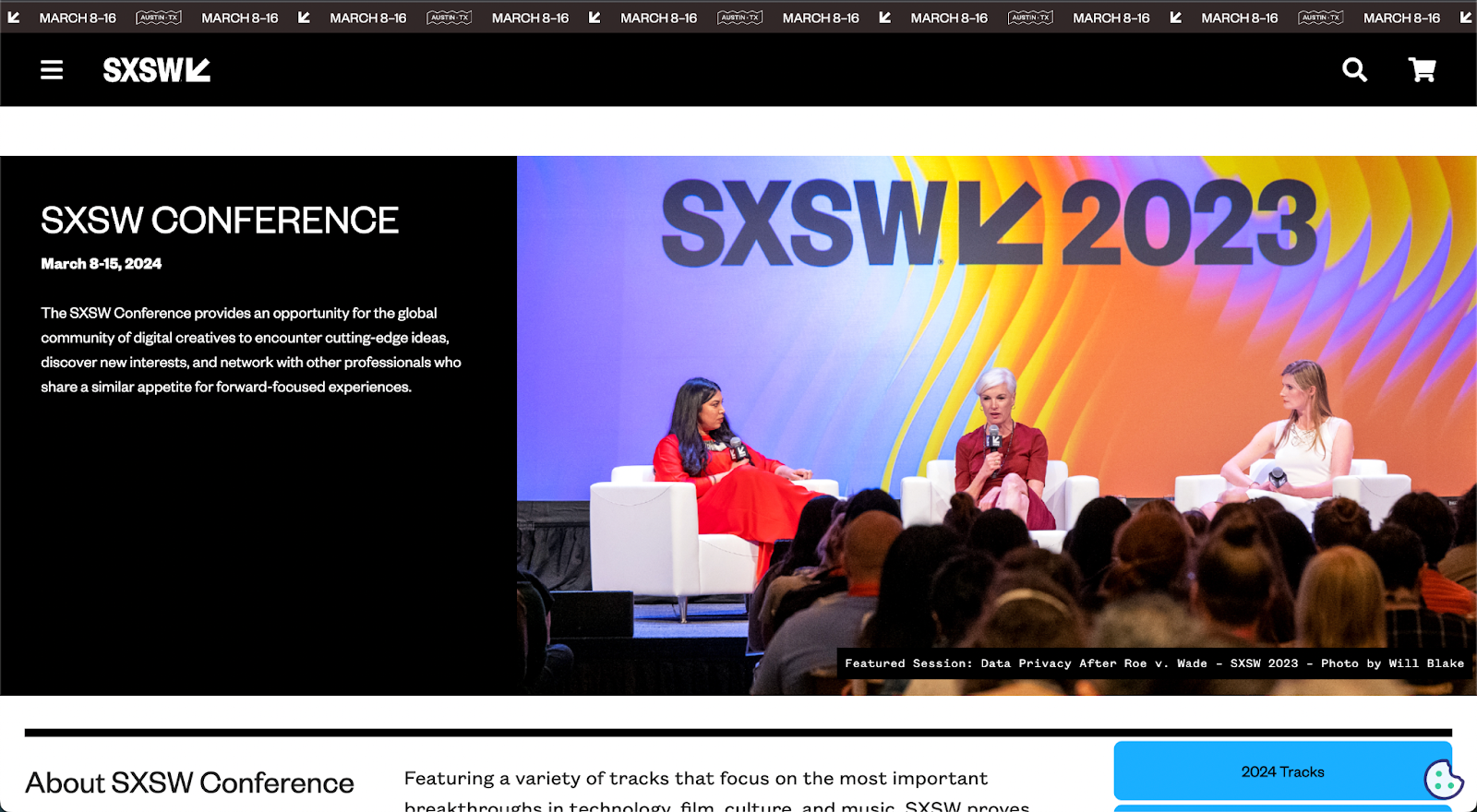 event website examples, sxsw